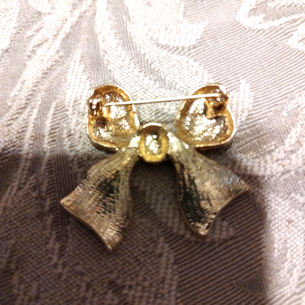 🔸🖤🔸Adorable Vintage 80's Black & Gold Ribbon Bow Brooch - Picture 12 of 13